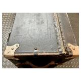 Antique Model A Car Trunk with Leather Handle and Lined Interior Antique Model A Car Trunk with Leather Handle and Lined Interior