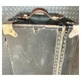 Antique Model A Car Trunk with Leather Handle and Lined Interior Antique Model A Car Trunk with Leather Handle and Lined Interior