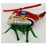 Vintage Tin Wind-Up Fire Dept Helicopter Toy Japan Vintage Tin Wind-Up Fire Dept Helicopter Toy Japan