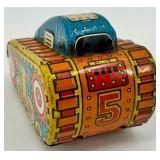 Vintage Wind-Up Tin Toys Lot - Tank and Cowboy on Tricycle Vintage Wind-Up Tin Toys Lot - Tank and Cowboy on Tricycle