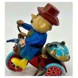 Vintage Wind-Up Tin Toys Lot - Tank and Cowboy on Tricycle Vintage Wind-Up Tin Toys Lot - Tank and Cowboy on Tricycle