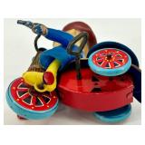 Vintage Wind-Up Tin Toys Lot - Tank and Cowboy on Tricycle Vintage Wind-Up Tin Toys Lot - Tank and Cowboy on Tricycle