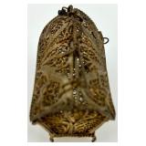 Vintage Decorative Filigree Brass Purse Box with Chain and Marked "90" Vintage Decorative Filigree Brass Purse Box with Chain and Marked "90"