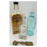 Lot of 3 Antique Apothecary and Medicine Bottles with Decorative Brass Tassel Lot of 3 Antique Apothecary and Medicine Bottles with Decorative Brass Tassel