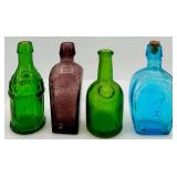 Set of 4 Colored Glass Bitters Bottles Set of 4 Colored Glass Bitters Bottles