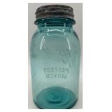 Set of 4 Vintage Ball Perfect Mason Blue Jars with Zinc Lids Set of 4 Vintage Ball Perfect Mason Blue Jars with Zinc Lids