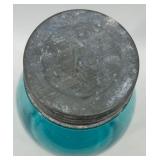 Set of 4 Vintage Ball Perfect Mason Blue Jars with Zinc Lids Set of 4 Vintage Ball Perfect Mason Blue Jars with Zinc Lids