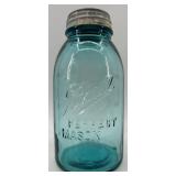 Set of 4 Vintage Ball Perfect Mason Blue Jars with Zinc Lids Set of 4 Vintage Ball Perfect Mason Blue Jars with Zinc Lids