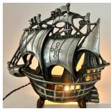 Vintage Cast Metal Ship Console Table Lamp Nautical Decor Vintage Cast Metal Ship Console Table Lamp Nautical Decor