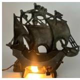 Vintage Cast Metal Ship Console Table Lamp Nautical Decor Vintage Cast Metal Ship Console Table Lamp Nautical Decor