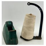 Vintage Cast Iron Tape Dispenser and String Holder Set Vintage Cast Iron Tape Dispenser and String Holder Set