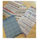 Set of 4 Woven Area Rugs with Striped and Checkered Patterns Set of 4 Woven Area Rugs with Striped and Checkered Patterns