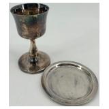 Collection of Vintage Silverplate Communion Pieces Including Chalice, Cruet, and Patens Collection of Vintage Silverplate Communion Pieces Including Chalice, Cruet, and Patens