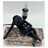 Art Deco Style Marble Base Table Lamp with Female Figure Art Deco Style Marble Base Table Lamp with Female Figure