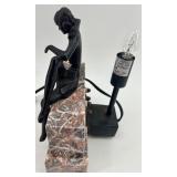 Art Deco Style Marble Base Table Lamp with Female Figure Art Deco Style Marble Base Table Lamp with Female Figure