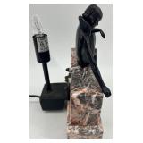Art Deco Style Marble Base Table Lamp with Female Figure Art Deco Style Marble Base Table Lamp with Female Figure