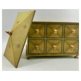 Decorative Chest with Gold Lion Pulls and Ornate Lid Decorative Chest with Gold Lion Pulls and Ornate Lid