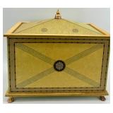 Decorative Chest with Gold Lion Pulls and Ornate Lid Decorative Chest with Gold Lion Pulls and Ornate Lid