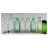 Collection of 8 Vintage Glass Bottles and Jars Mixed Shapes and Colors Collection of 8 Vintage Glass Bottles and Jars Mixed Shapes and Colors