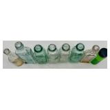 Collection of 8 Vintage Glass Bottles and Jars Mixed Shapes and Colors Collection of 8 Vintage Glass Bottles and Jars Mixed Shapes and Colors