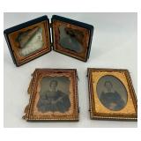Collection of 4 Antique Daguerreotype Portrait Photographs in Ornate Cases Collection of 4 Antique Daguerreotype Portrait Photographs in Ornate Cases