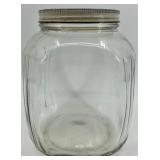 Large Vintage Glass Storage Jar with Metal Lid Large Vintage Glass Storage Jar with Metal Lid