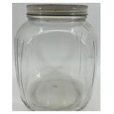 Large Vintage Glass Storage Jar with Metal Lid Large Vintage Glass Storage Jar with Metal Lid
