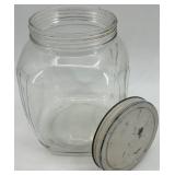 Large Vintage Glass Storage Jar with Metal Lid Large Vintage Glass Storage Jar with Metal Lid