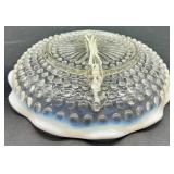 Set of Vintage Hobnail Opalescent Glass Bowls, Divided Dishes, and Candle Holders Set of Vintage Hobnail Opalescent Glass Bowls, Divided Dishes, and Candle Holders
