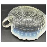 Set of Vintage Hobnail Opalescent Glass Bowls, Divided Dishes, and Candle Holders Set of Vintage Hobnail Opalescent Glass Bowls, Divided Dishes, and Candle Holders