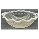 Set of Vintage Hobnail Opalescent Glass Bowls, Divided Dishes, and Candle Holders Set of Vintage Hobnail Opalescent Glass Bowls, Divided Dishes, and Candle Holders