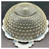 Set of Vintage Hobnail Opalescent Glass Bowls, Divided Dishes, and Candle Holders Set of Vintage Hobnail Opalescent Glass Bowls, Divided Dishes, and Candle Holders