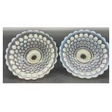 Set of Vintage Hobnail Opalescent Glass Bowls, Divided Dishes, and Candle Holders Set of Vintage Hobnail Opalescent Glass Bowls, Divided Dishes, and Candle Holders