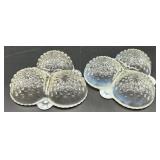 Set of Vintage Hobnail Opalescent Glass Bowls, Divided Dishes, and Candle Holders Set of Vintage Hobnail Opalescent Glass Bowls, Divided Dishes, and Candle Holders