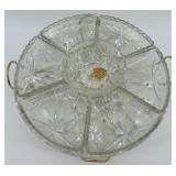 Anchor Hocking Early American Prescut Glass Sectional Serving Tray Set with Stand Anchor Hocking Early American Prescut Glass Sectional Serving Tray Set with Stand