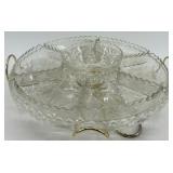 Anchor Hocking Early American Prescut Glass Sectional Serving Tray Set with Stand Anchor Hocking Early American Prescut Glass Sectional Serving Tray Set with Stand