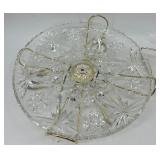 Anchor Hocking Early American Prescut Glass Sectional Serving Tray Set with Stand Anchor Hocking Early American Prescut Glass Sectional Serving Tray Set with Stand