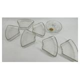 Anchor Hocking Early American Prescut Glass Sectional Serving Tray Set with Stand Anchor Hocking Early American Prescut Glass Sectional Serving Tray Set with Stand