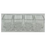 Vintage Glass Floral Tableware Set with Square Holders, Curved Bands, and Rectangular Trays Vintage Glass Floral Tableware Set with Square Holders, Curved Bands, and Rectangular Trays