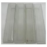 Vintage Glass Floral Tableware Set with Square Holders, Curved Bands, and Rectangular Trays Vintage Glass Floral Tableware Set with Square Holders, Curved Bands, and Rectangular Trays