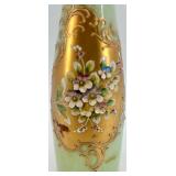 Vintage Bischoff Czechoslovakian Hand-Painted Glass Bottle with Gold Trim and Floral Design Vintage Bischoff Czechoslovakian Hand-Painted Glass Bottle with Gold Trim and Floral Design