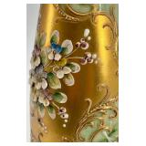 Vintage Bischoff Czechoslovakian Hand-Painted Glass Bottle with Gold Trim and Floral Design Vintage Bischoff Czechoslovakian Hand-Painted Glass Bottle with Gold Trim and Floral Design