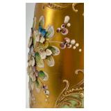 Vintage Bischoff Czechoslovakian Hand-Painted Glass Bottle with Gold Trim and Floral Design Vintage Bischoff Czechoslovakian Hand-Painted Glass Bottle with Gold Trim and Floral Design