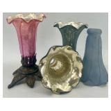 Set of 4 Vintage Mercury Glass Lamp Shades with Decorative Base Set of 4 Vintage Mercury Glass Lamp Shades with Decorative Base