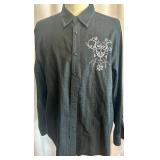 Set of 2 J. Campbell Los Angeles Black Embroidered Button-Up Shirts XL Set of 2 J. Campbell Los Angeles Black Embroidered Button-Up Shirts XL