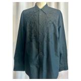 Set of 2 J. Campbell Los Angeles Black Embroidered Button-Up Shirts XL Set of 2 J. Campbell Los Angeles Black Embroidered Button-Up Shirts XL