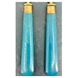Set of 12 Vintage Brass Forks with Blue Handles in Original Cases Set of 12 Vintage Brass Forks with Blue Handles in Original Cases