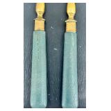 Set of 12 Vintage Brass Forks with Blue Handles in Original Cases Set of 12 Vintage Brass Forks with Blue Handles in Original Cases