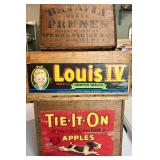 Set of 3 Vintage Wooden Fruit Crates with Branding Set of 3 Vintage Wooden Fruit Crates with Branding