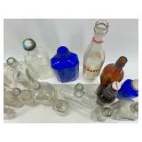 Collection of 18 Vintage and Antique Glass Bottles Assorted Colors and Shapes Collection of 18 Vintage and Antique Glass Bottles Assorted Colors and Shapes